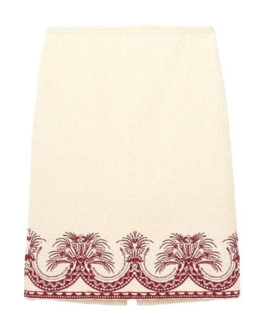 Etro Red Wool Bouclé Pencil Skirt