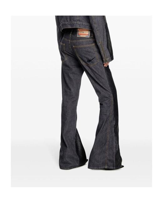 DIESEL Black Damiano David Coated Flared Jeans for men