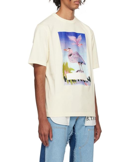 Heron Preston Blue Graphic-Printed Crewneck T-Shirt for men