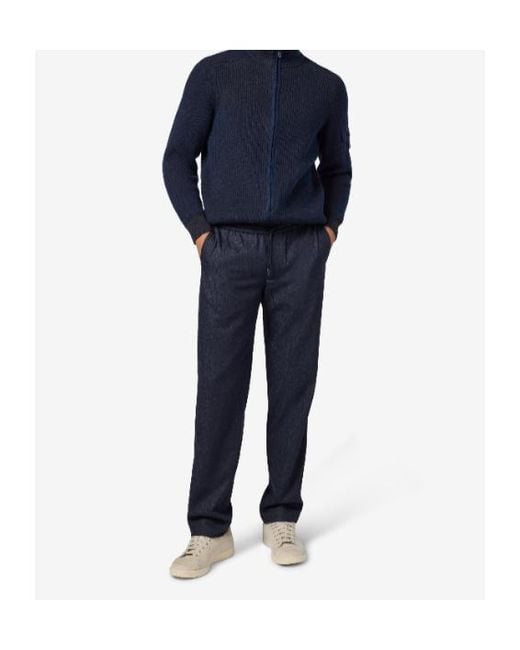Sease Blue Drawstring Elasticated-Waistband Trousers for men