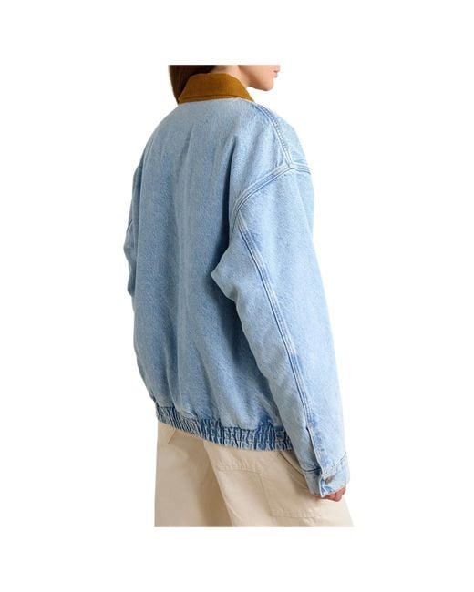Mother Blue Corduroy-Trimmed Appliquéd Denim Jacket