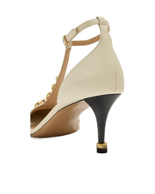 Chloé Metallic Chloé Cleia Ankle-Strap Pumps