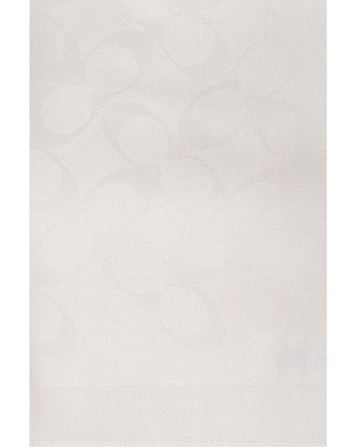 COACH White Logo-Jacquard Scarf