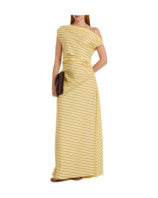 Staud Metallic Stripe Off-The-Shoulder Dress