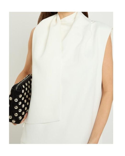 Khaite White Loell Draped Crepe De Chine Midi Dress