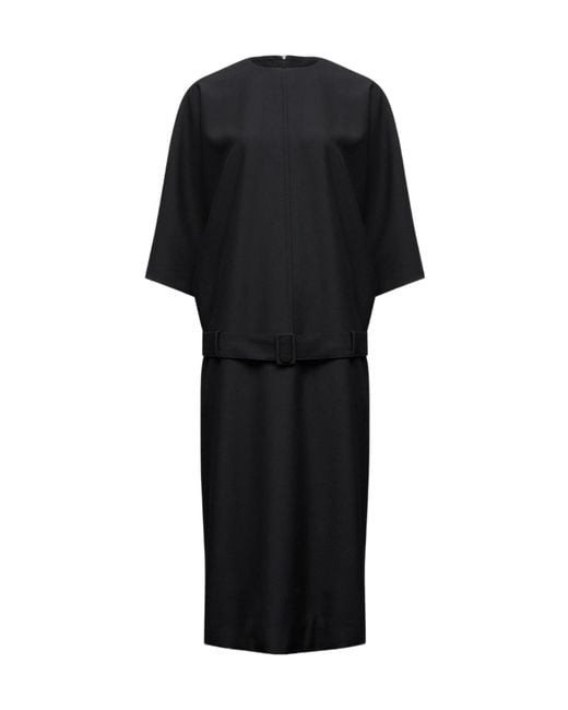 MM6 by Maison Margiela Black Three-Quarter Sleeve Midi Dress