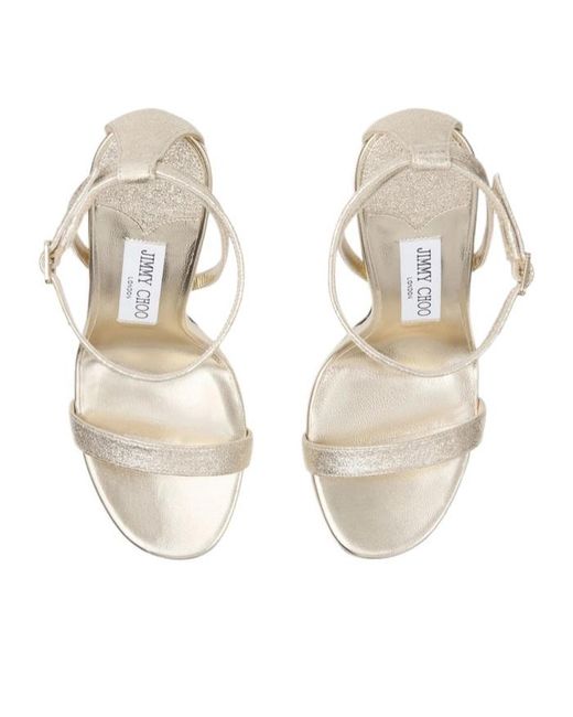 Jimmy Choo White Buckle Platform High-Heeled Sandals