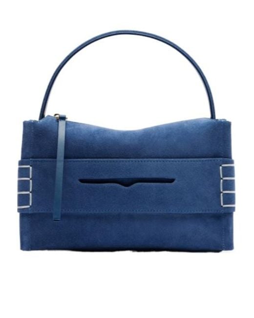 J.W. Anderson Blue Loafer Small Suede Shoulder Bag