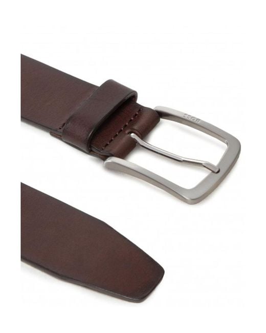 Boss Brown Boss Logo Engraved Buckle Belt for men