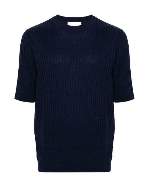 Lardini Black Ribbed Short-Sleeve Jumper for men