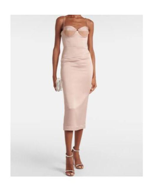 Alex Perry White Sweetheart Satin Crepe Midi Dress