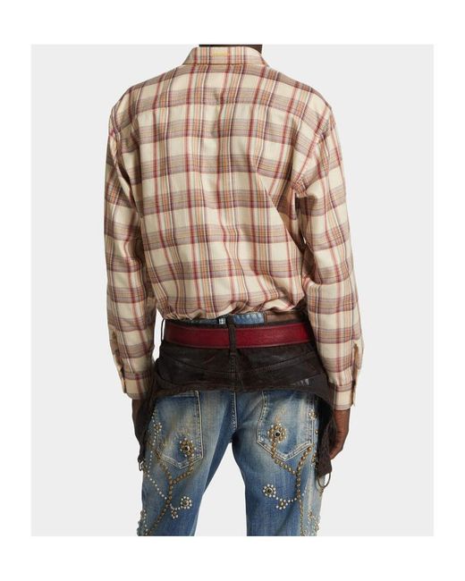 DSquared² Multicolor Checked Curved Hem Shirt for men