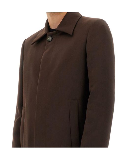 MM6 by Maison Martin Margiela Brown Buttoned Tailored Overcoat for men