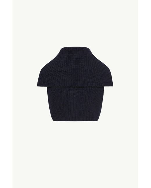 Moncler Blue Wool Cashmere Zip-Up Cape