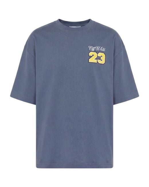 Off-White c/o Virgil Abloh Blue Graphic-Print Cotton T-Shirt for men