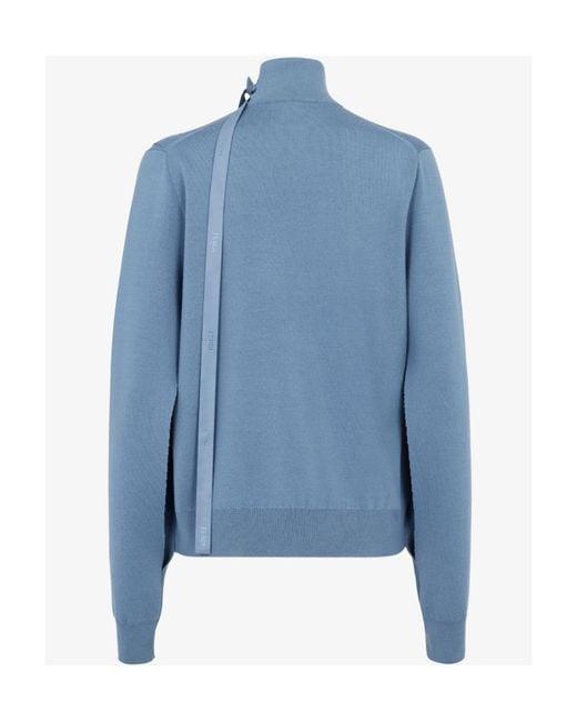Fendi Blue Cut-Out Detailed Sweater