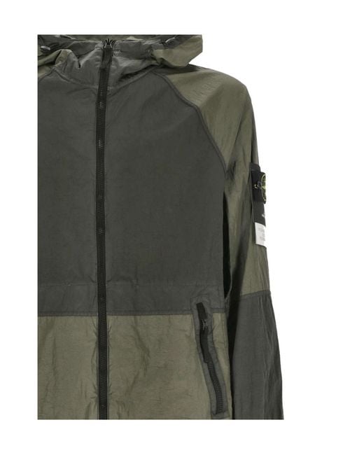 Stone Island Green Zip Up Hooded Jacket for men