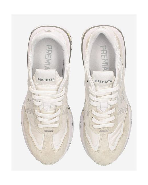 Premiata White Low Lace-Up Sneakers