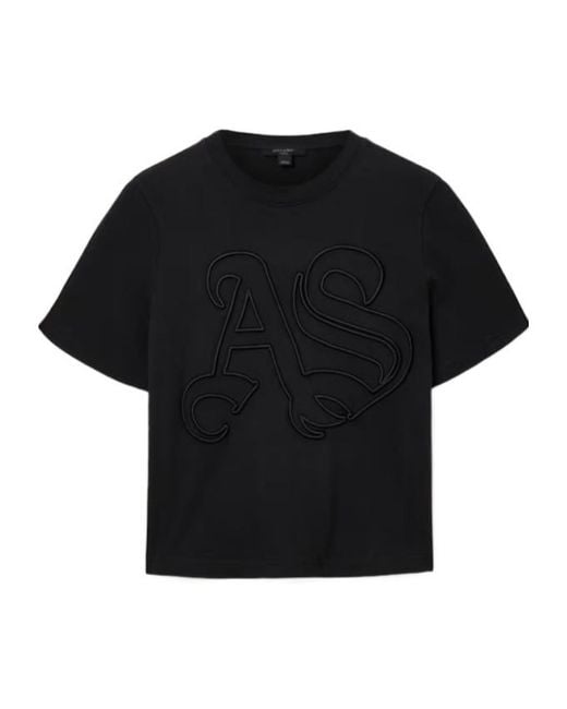 AllSaints Black Lisa Embossed Crew Neck T-Shirt
