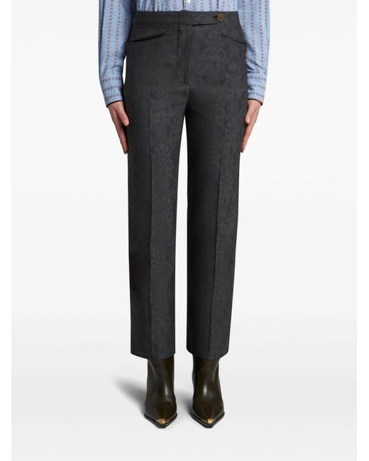 Etro Blue Straight Leg Twill Trousers