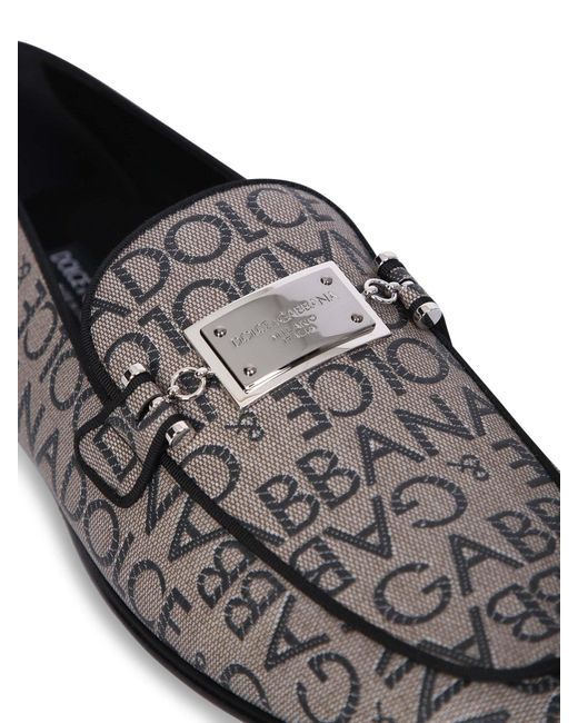 Dolce & Gabbana Gray Logo Plaque Round-Toe Slippers for men