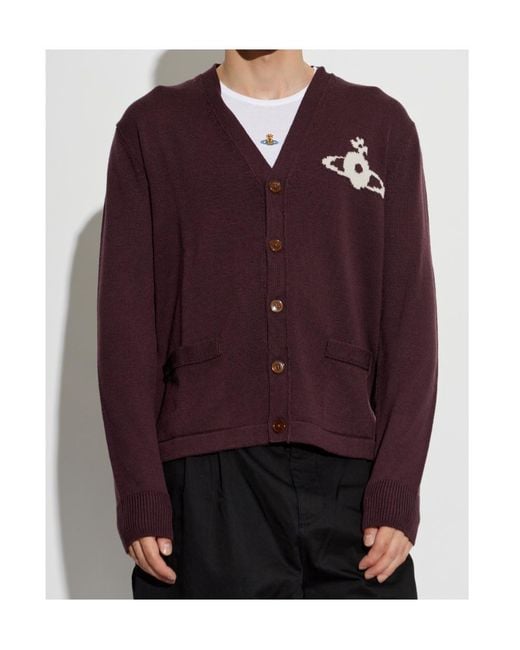 Vivienne Westwood Purple Long-Sleeve V-Neck Cardigan for men