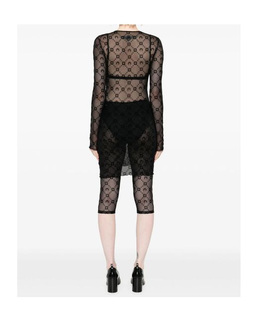 MARINE SERRE Black Moon Embellished Long-Sleeved Dress