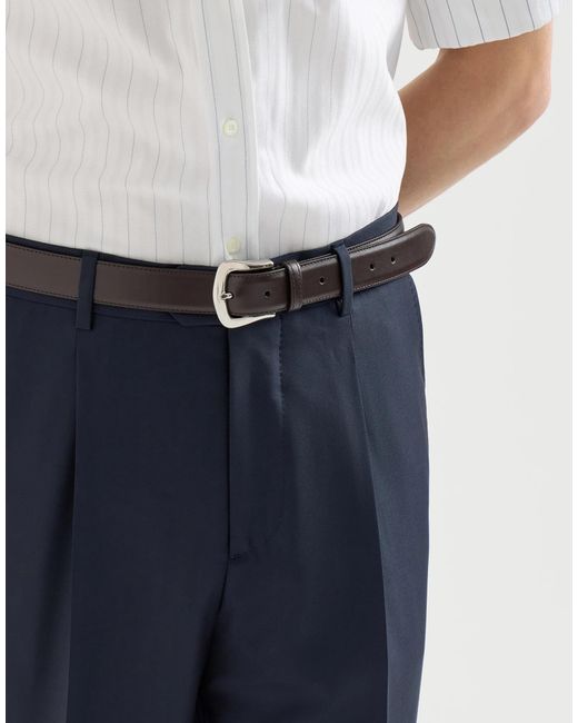 Brunello Cucinelli Blue Super 150S Virgin Wool Four Season Batavia Trousers With Pleat for men