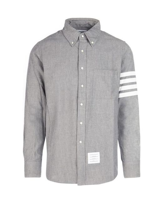 Thom Browne Gray 4-Bar Denim Shirt for men