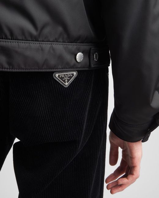 Prada Blue Triangle Logo Corduroy Trousers for men