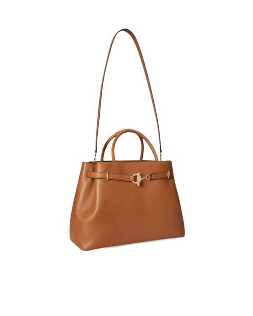 Ralph Lauren Brown Toggle-Fastening Leather Shoulder Bag