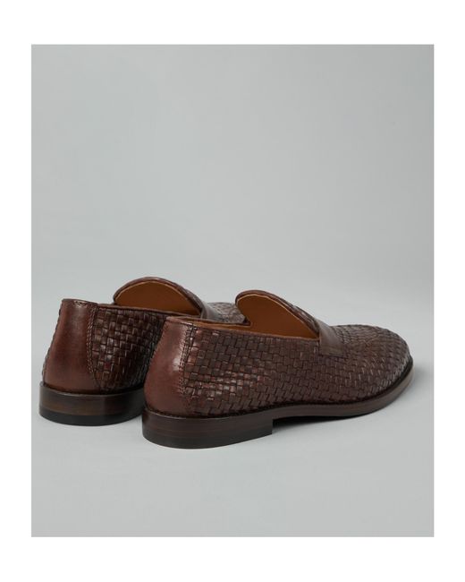 Brunello Cucinelli Brown Interwoven-Designed Slip-On Loafers for men