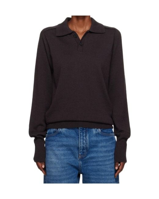 Studio Nicholson Black Sark Knit Polo Shirt for men