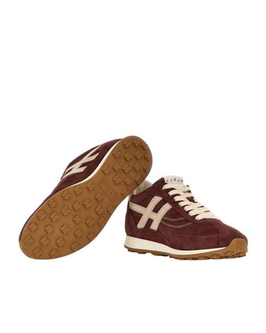 Hogan Brown H699 Logo-Patch Sneakers