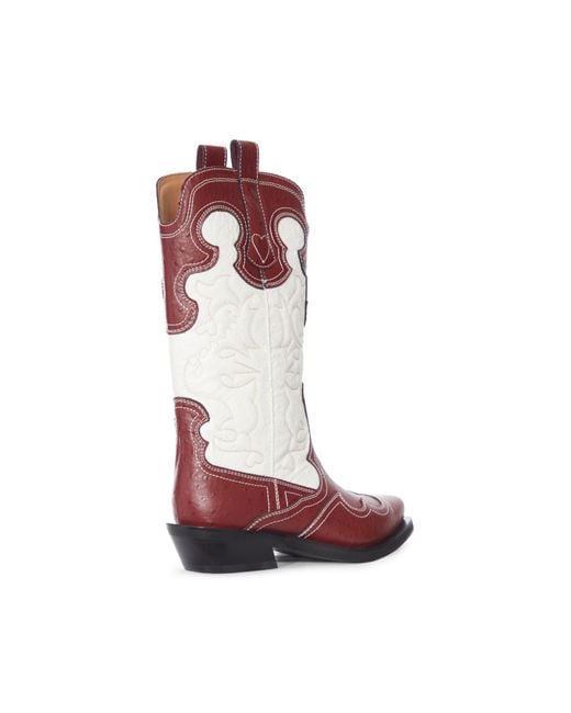 Ganni Embroidered Two-Tone Boots