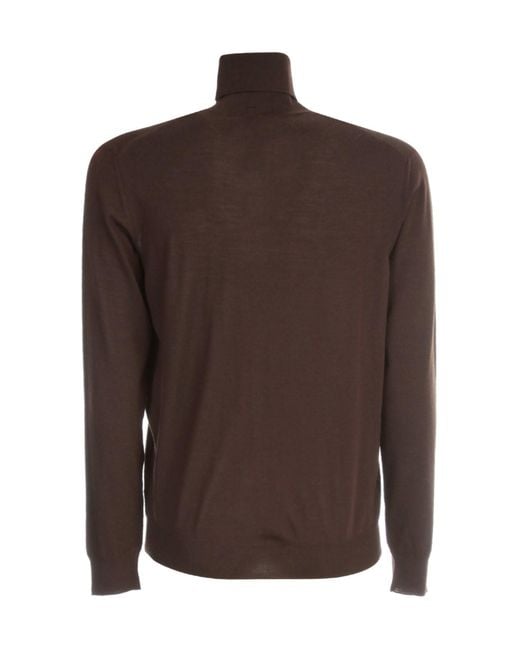 Drumohr Brown Roll Neck Merino Jumper for men