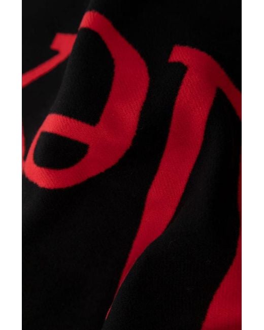 McQueen Logo Embroidered Scarf for men