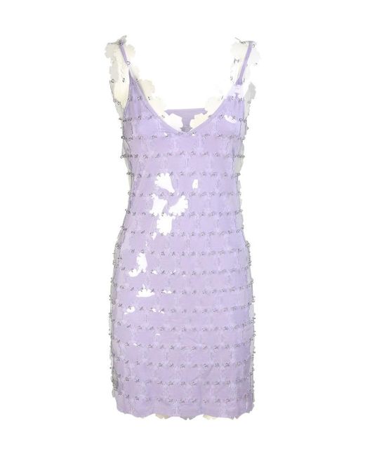 Rabanne Purple Sequin-Embellished Sleeveless Mini Dress