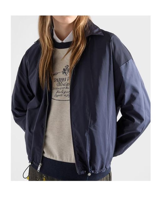 Prada Blue Reversible Jersey Blouson Jacket