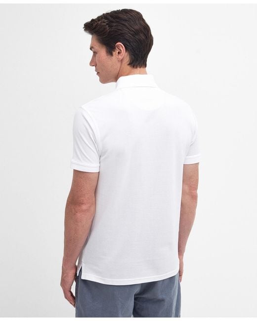 Barbour White Logo-Embroidered Cotton Polo Shirt for men