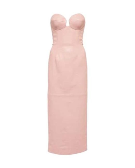Magda Butrym Pink Leather Bustier Midi Dress