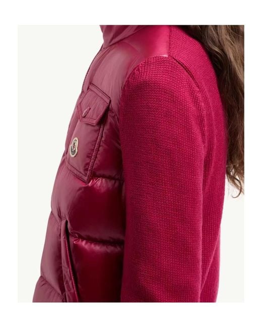 Moncler Red Padded Zip-Up Cardigan