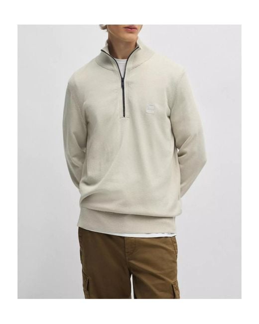 Boss Gray Hbo Kanobix Quarter Zipped Sweater for men