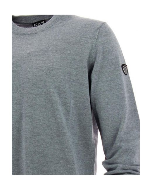 EA7 Gray Logo Detail Pullover for men