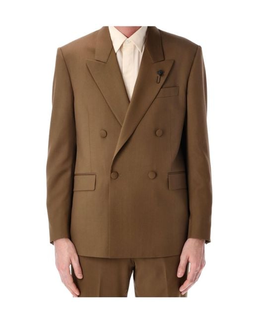 Lardini Brown Soirée Double-Breasted Blazer for men