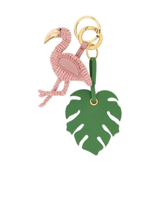 Chloé Green Chloé Symbols Flamingo Key Ring Bag Charm