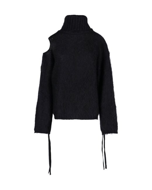 ANDREADAMO Black Cut-Out Roll-Neck Jumper