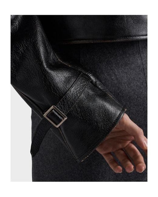 Prada Brown Leather And Shearling Jacket