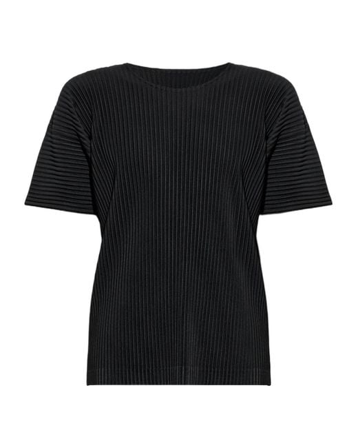 Homme Plissé Issey Miyake Black Homme Plissé Issey Miyake Pleated Crewneck T-Shirt for men