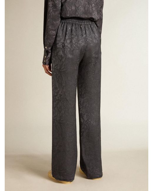 Golden Goose Deluxe Brand Gray Jacquard Pants With All-Over Toile De Jouy Pattern